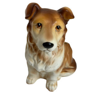 Vintage Collie Sheltie Ceramic Planter Dog Napcoware